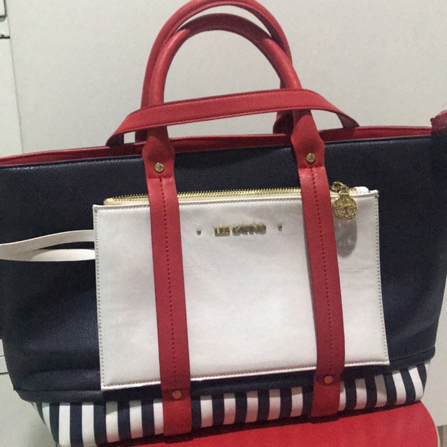 Preloved Tas Les Catino Merah-Biru-Putih