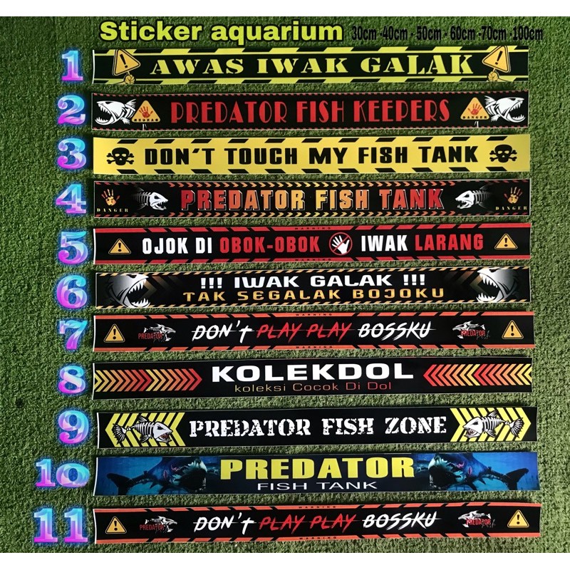 STIKER AQUARIUM IKAN PREDATOR CHANA 60 CM 50 CM 40 CM 30CM