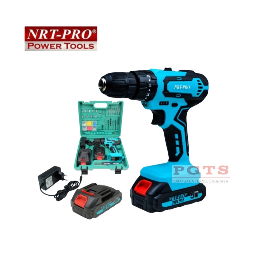 NRT PRO MESIN BOR CAS 10MM BATERAI DC 340 SET 20 V / CORDLESS 10 MM NRT PRO DC340 SET 20V