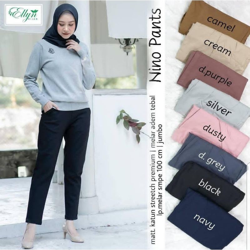 Basic pants katun stretch L+ //JF387