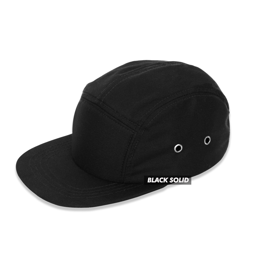  TOPI POLOS BASIC HAT 5 PANEL DISTRO MURAH HITAM BLACK 