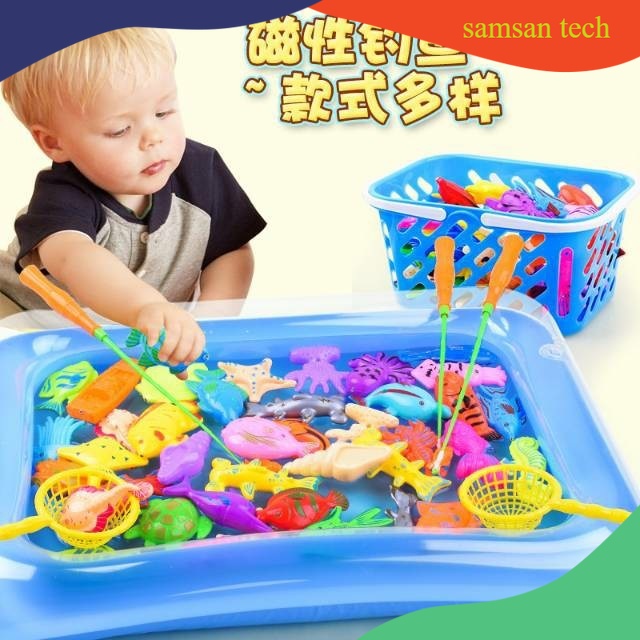 Mainan Pancing Ikan 32PCS + Kolam Pancingan Magnet Anak