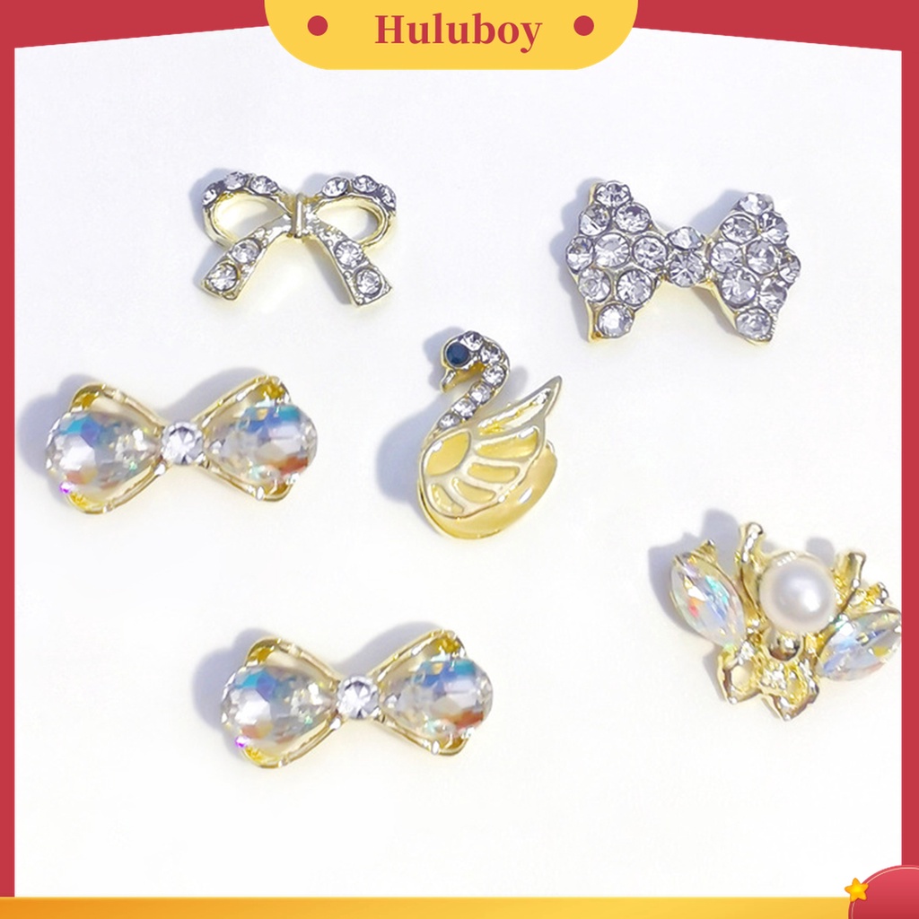Huluboy Huluboy♡ 10pcs / Pak Pita Alloy Aksen Berlian Imitasi Untuk Dekorasi Nail Art / Manicure
