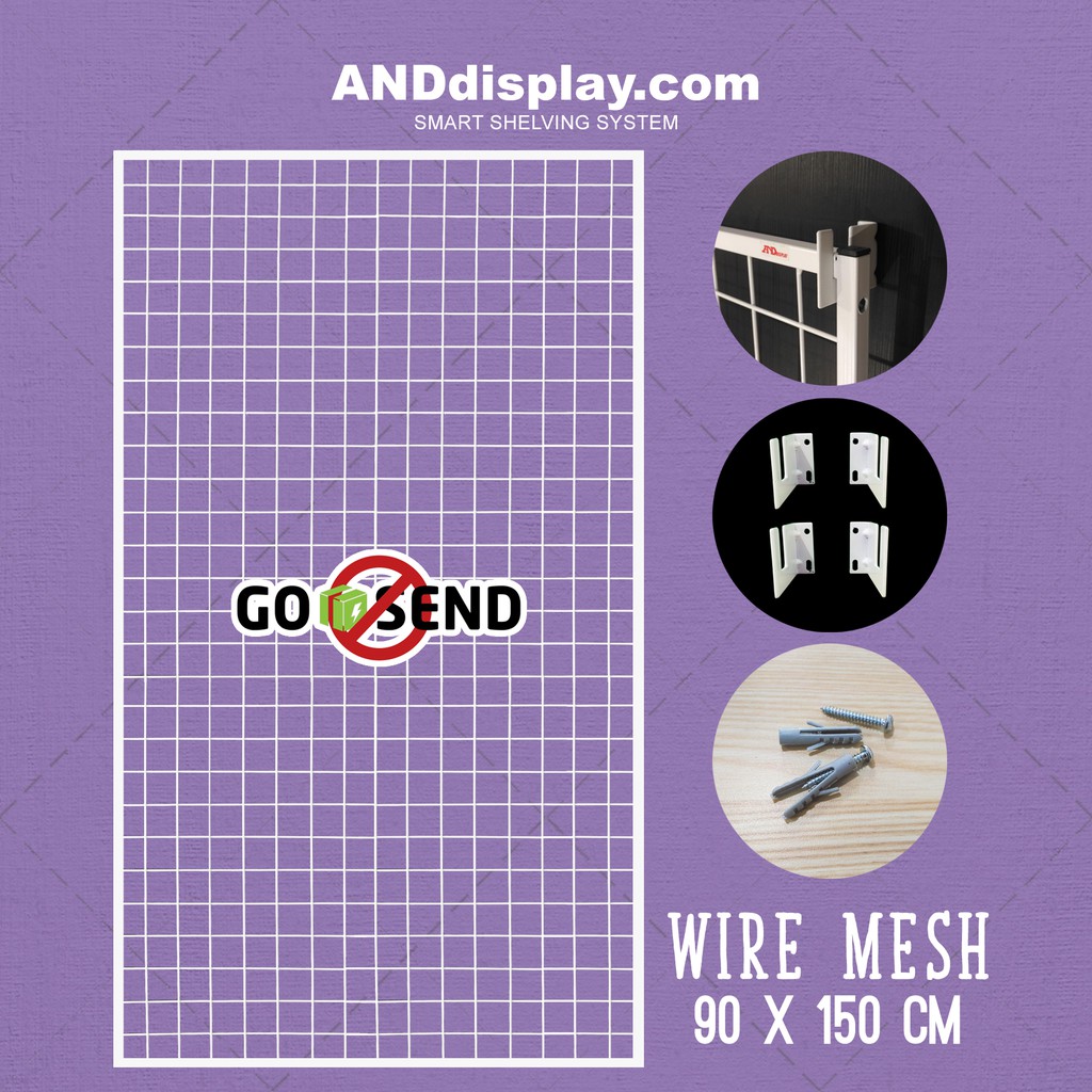 WIREMESH 90x150CM + H5 WALL PUTIH KAWAT RAM DINDING WIRE GRID