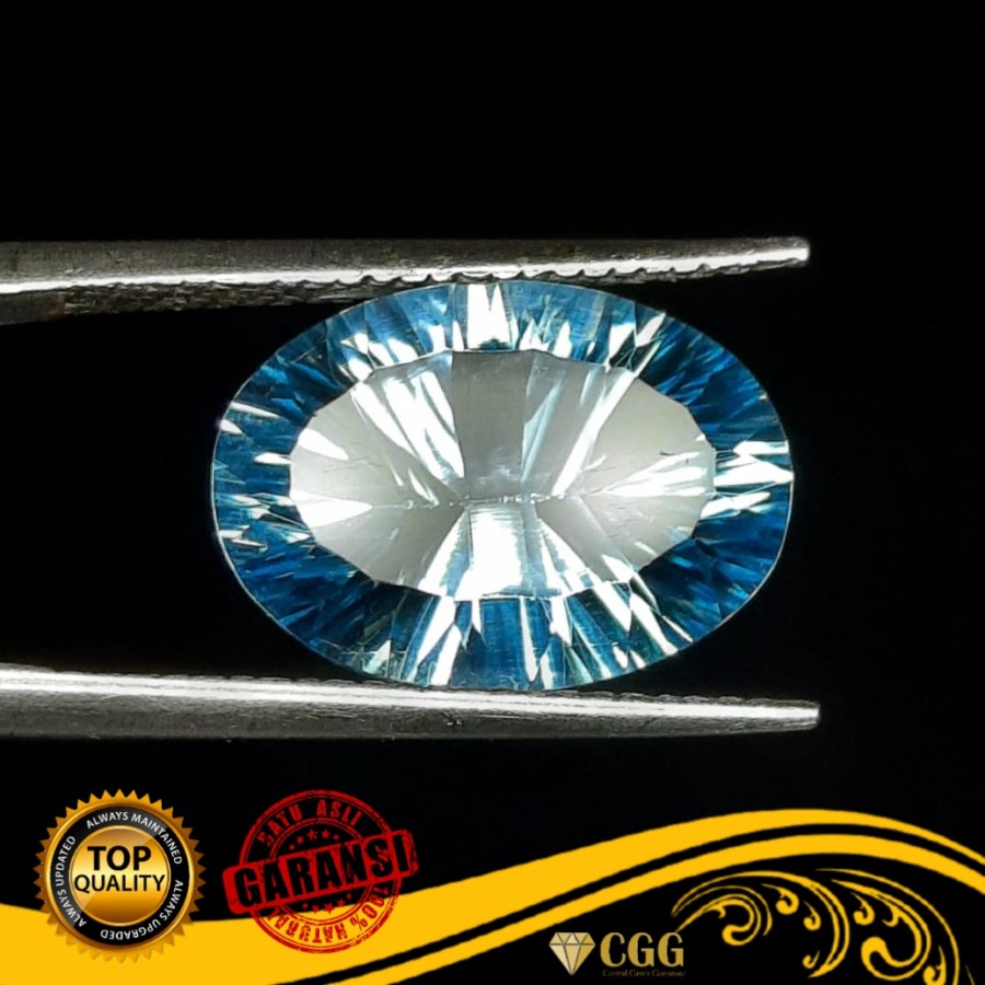 Batu Natural Permata Blue Topaz Swiss Garansi Asli Original