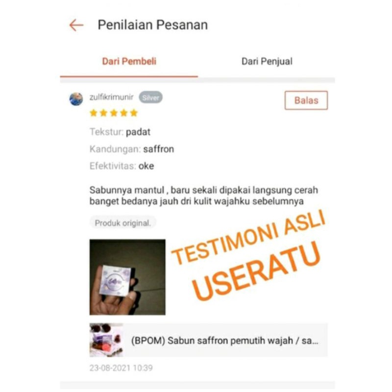 [BPOM] USERATU SABUN SAFFRON PEMUTIH WAJAH ALAMI GLOWING ANTI JERAWAT DAN FLEK HITAM