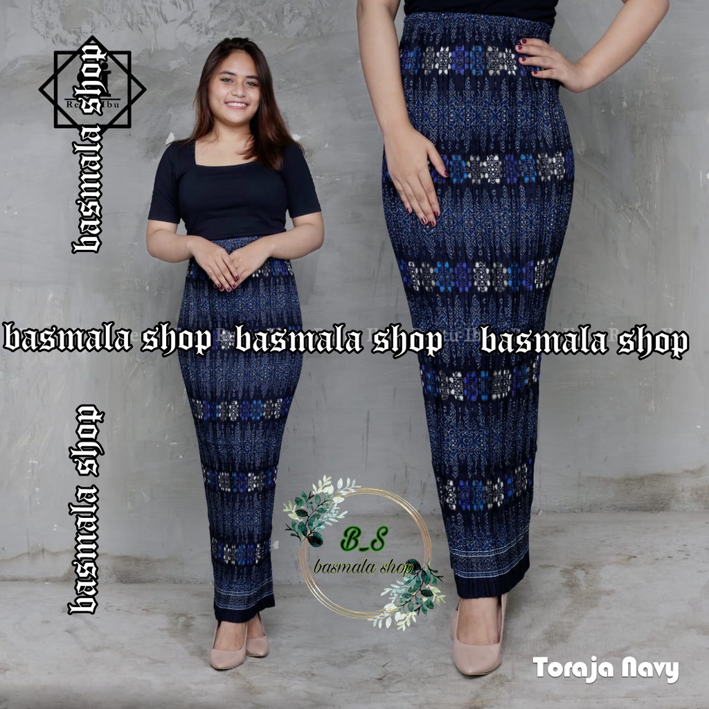 ROK PLISKET BATIK / ROK PLISKET / BAWAHAN KEBAYA / ROK KEBAYA / ROK WISUDA / TORAJA NAVY BSW