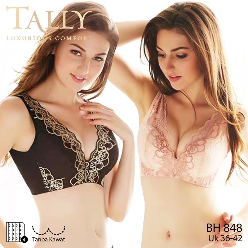 TALLY BRA BH 848 I TANPA KAWAT I SIZE 36 - 40 I CUP C | DESAIN MEWAH PENUTUP LEMAK