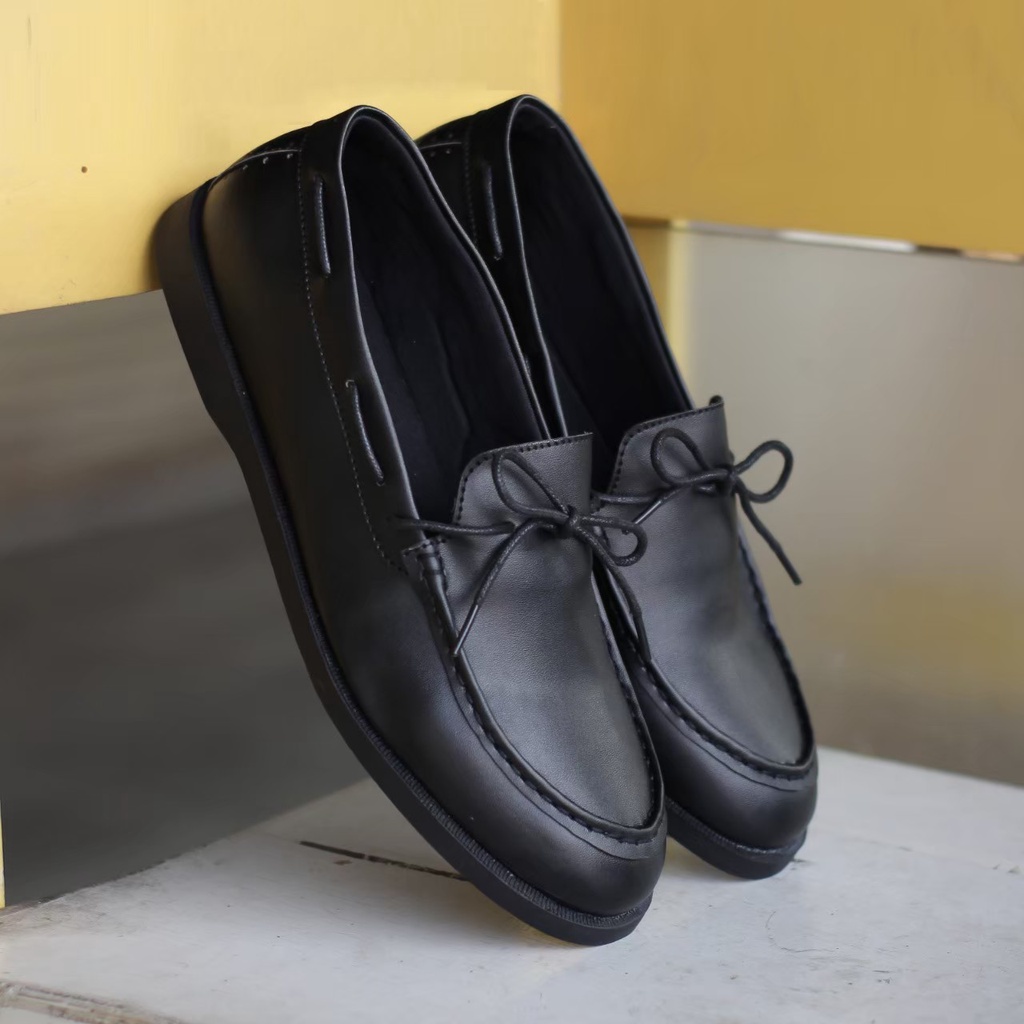 ELDER BLACK - Sepatu Loafers Pria Kulit Kasual Klasik Formal Kerja Kuliah Pria/Cowok - Loafer