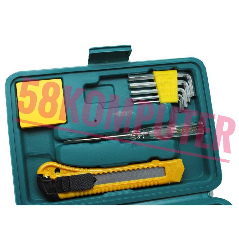 Kit Alat Perbaikan Satu Set Palu Tang Obeng Kunci Pas Cutter 11 in 1 TOOL KIT TOOL BOX ALAT PERTUKAKNGAN