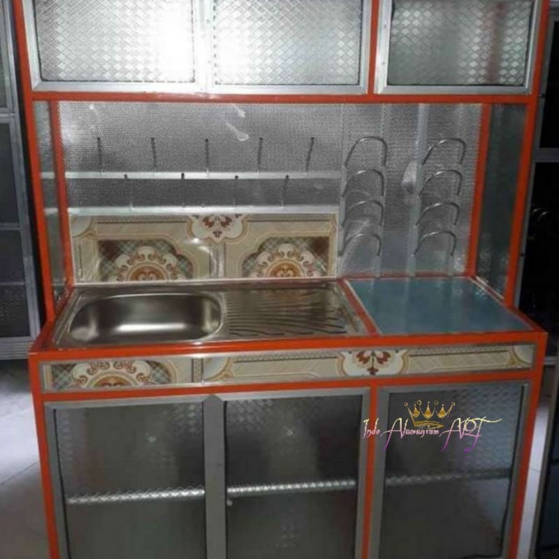 Rak Piring Gelas Serbaguna Lemari Dapur Pintu 6 Alumunium