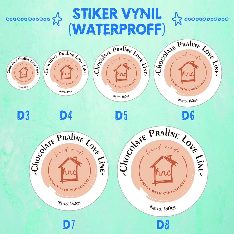 

Cetak Stiker Vinyl Waterproof Lingkaran Minimal Order Lebih Sedikit (Stiker Kemasan Label Olshop Merk Kue, Snack, Bakery, makanan dan minuman}