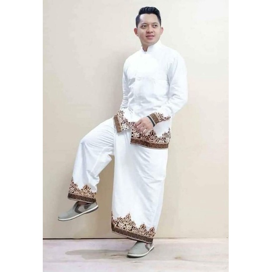 Setelan baju koko pria dewasa putih lengan panjang dan pendek terbaru M L XL XXL batik solo premium 