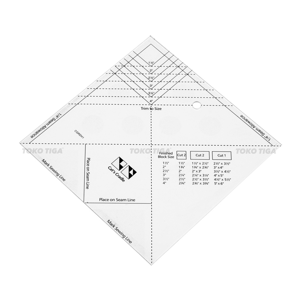 Penggaris Patchwork Quilting Cat's Cradle / Square Ruler 7&quot; (CGRDHI)