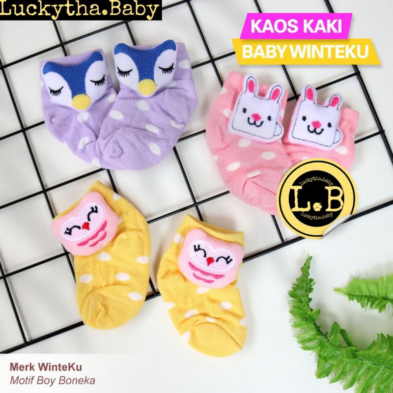 3Pcs Kaos Kaki Bayi boy &amp; girl WINTEKU Boneka - New Born / kaos kaki winteku boneka