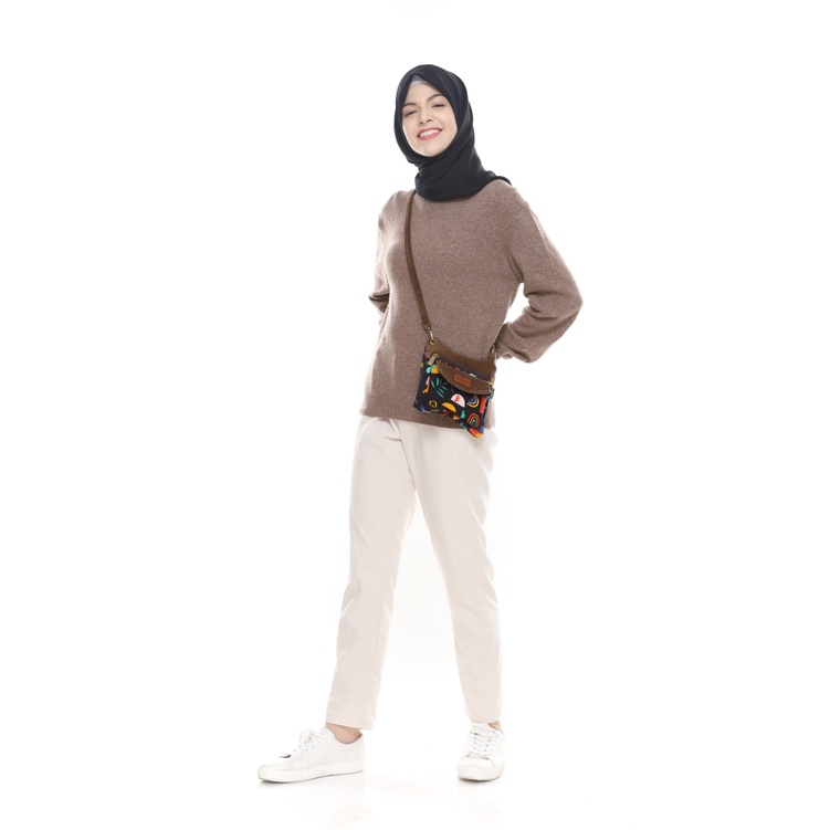 Makara Etnik MDP Daily Pocket Apple Blue Tas Selempang Wanita Multifungsi