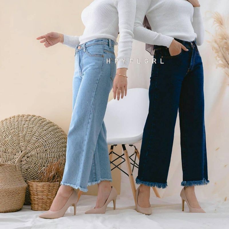 HIGH WAIST KULOT JEANS WANITA//KULOT RAWIS/KULOT JEANS RAWIS