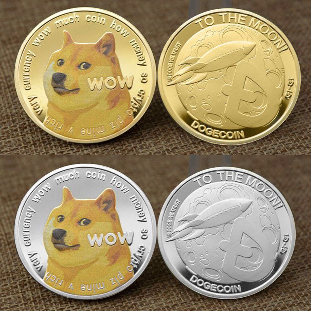 Koin Peringatan Shiba Inu Doge Tiga Dimensi Bahan Logam Lapis Emas Perak