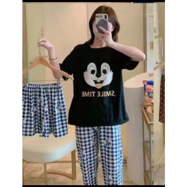 Piyama 3 in1 baju ,kimono dan 7/8