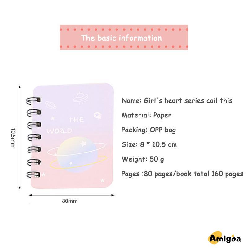 A7 Rollover Coil Buku Mahasiswa Saku Buku Kecil Mini Notebook Diary Portable Office Notepad - AG2