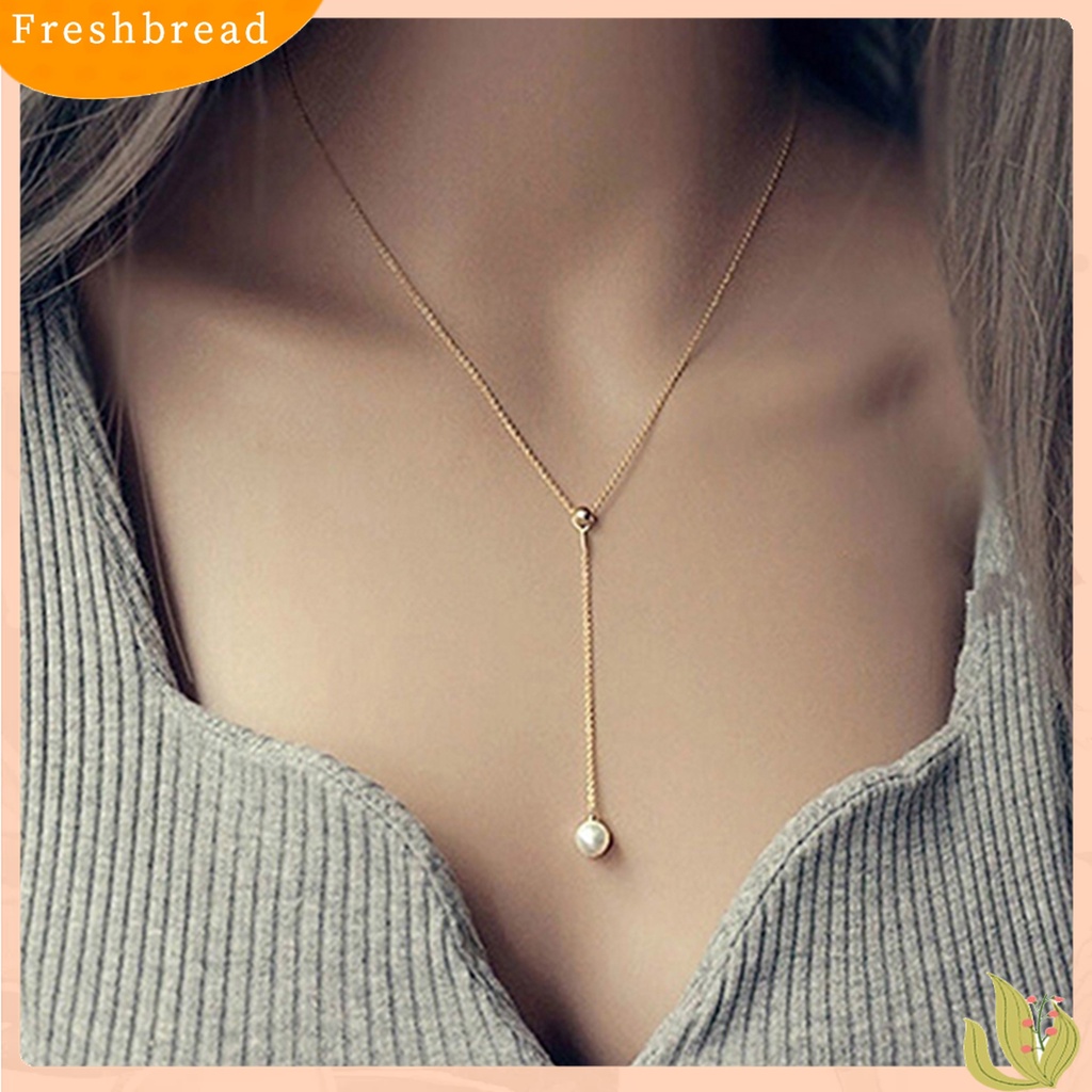 [TERLARIS]Necklace Exquisite Adjustable Single Faux Pearl Pendant Chain Women Jewelry for Daily Life