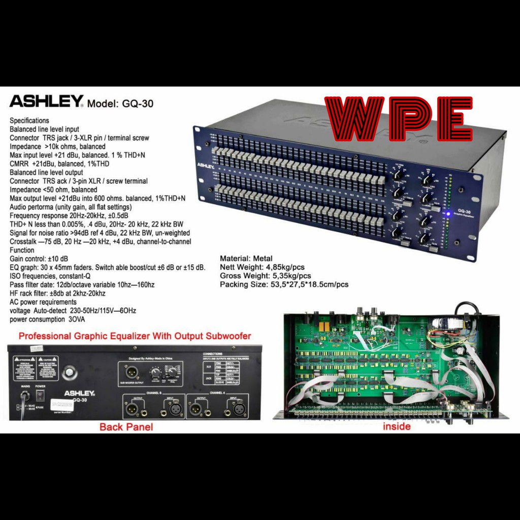 Equaliser Ashley GQ 30 Original Plus Subwoofer EQUALIZER ASHLEY GQ-30