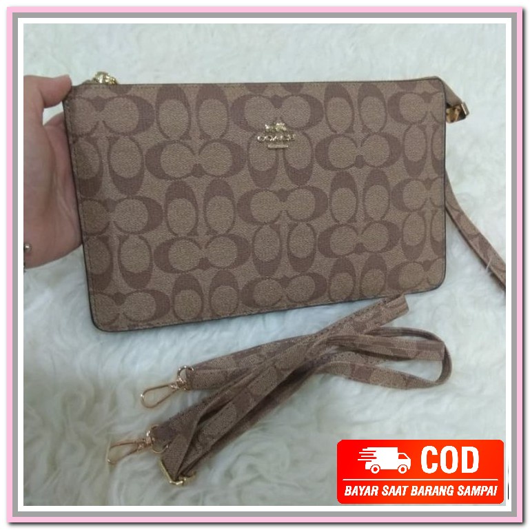 Tas Clutch Genggam Pesta Wanita Kulit  Premium Kekinian Ele DM901 Tas Wanita Clutch Coach Sli