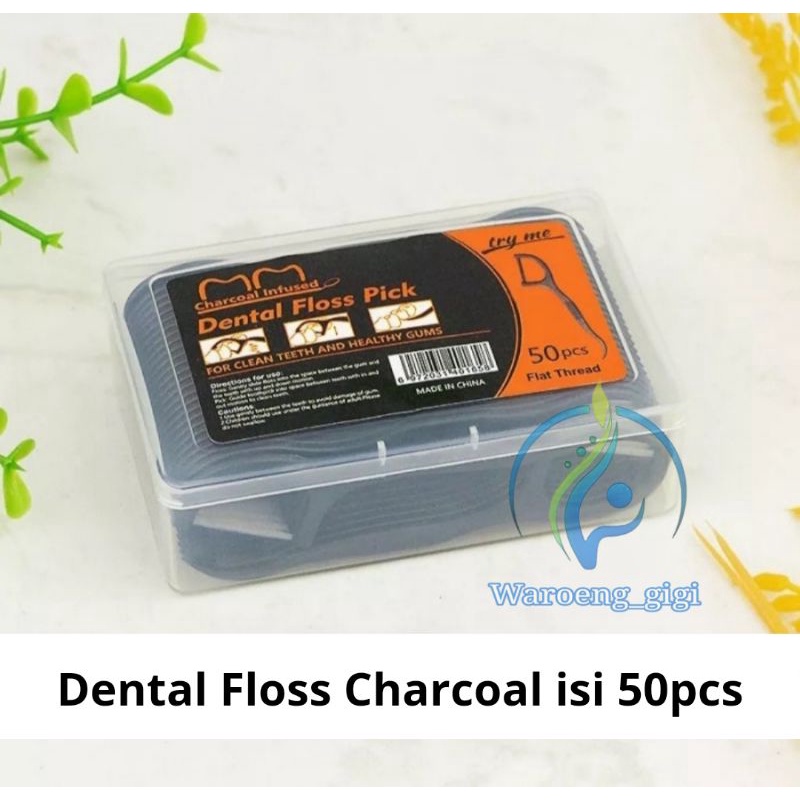 Dental Floss Charcoal 50pcs / Benang Gigi Charcoal Hitam