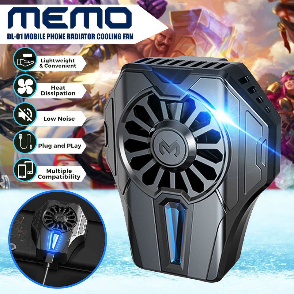 E_   Memo DL-01 Mobile Cooling Fan Radiator Kipas Pendingin HP Handphone Fancooler DL01 PUBG MLBB