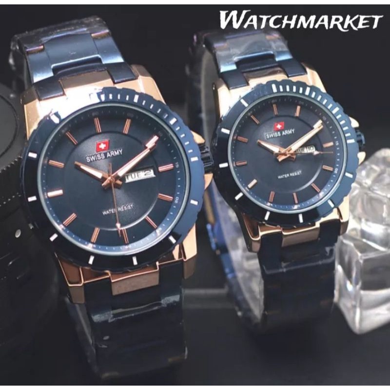 JAM TANGAN SWISS COUPLE - JAM TANGAN COUPLE  ORIGINAL TANGGAL AKTIF