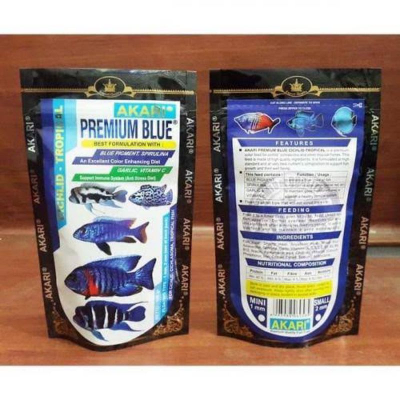 Akari Premium Blue Cichild Pakan Pelet Ikan Hias Channa Parrot Oscar Ori channa asiatica ws rsws  pu