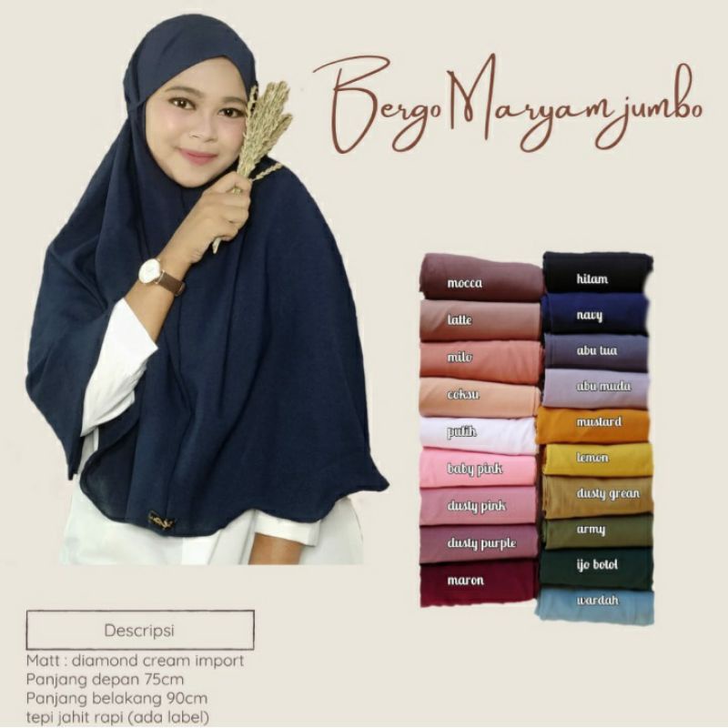 bergo maryam jumbo / hijab instan jumbo / bergo maryam