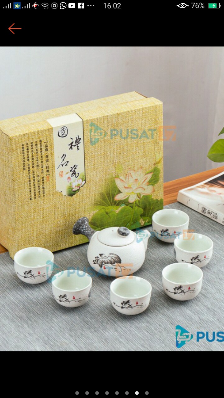 Chinese Tea Pot Set Ceramic C19 Classic 6 Cups Teko Teh Set 6 Cangkir Hadiah Souvenir Gift Box