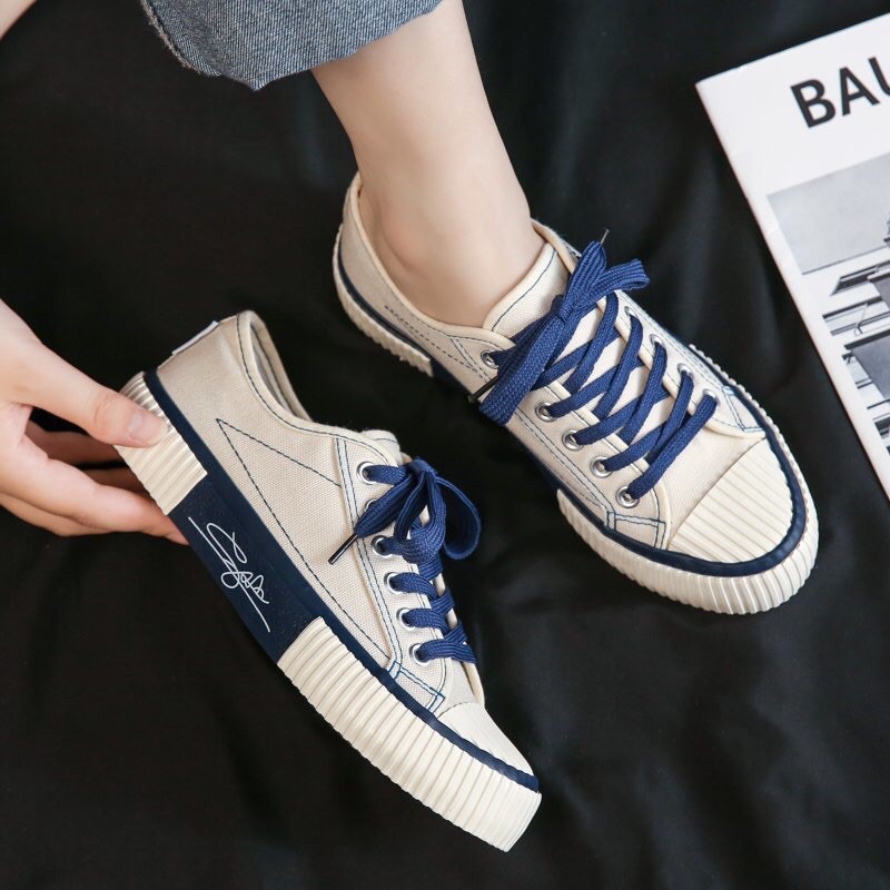 AXELINE IMPORT JOLY SEPATU SNEAKERS WANITA (FREE KAOS KAKI) PASTEL CANDY LILAC HITAM CREAM by axeline-5