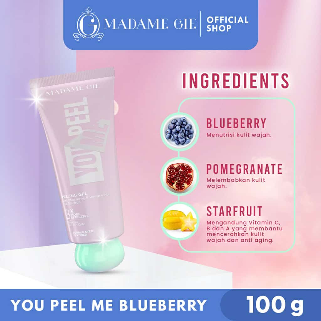 NEW MADAME GIE You Peeling gel TUBE -  Madame Gie Peel Me Peeling Gel 100 gr Honey Blueberry - BPOM