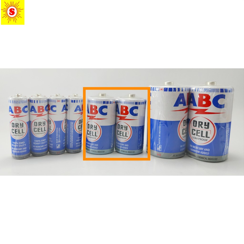 Baterai ABC Battery - ABC Biru - Type C - Tanggung (1 Pack isi 2 PCS)