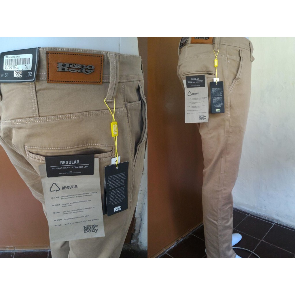 Celana Panjang Chino Pria Hugo Body Reguler Fit-Standar