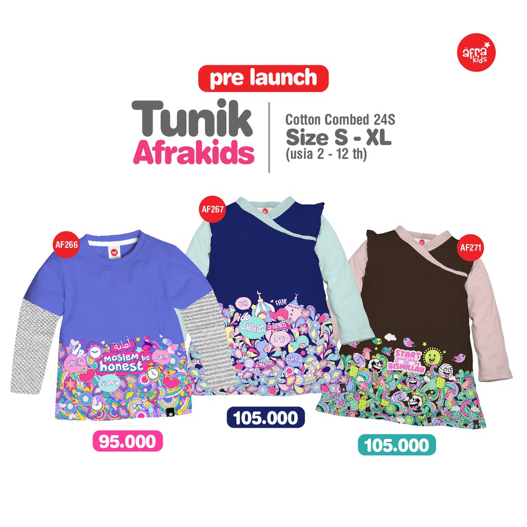 Kaos Tunik Anak AFRAKIDS AF265 AF271 AF272 AF286 AF303 BEST SELLER