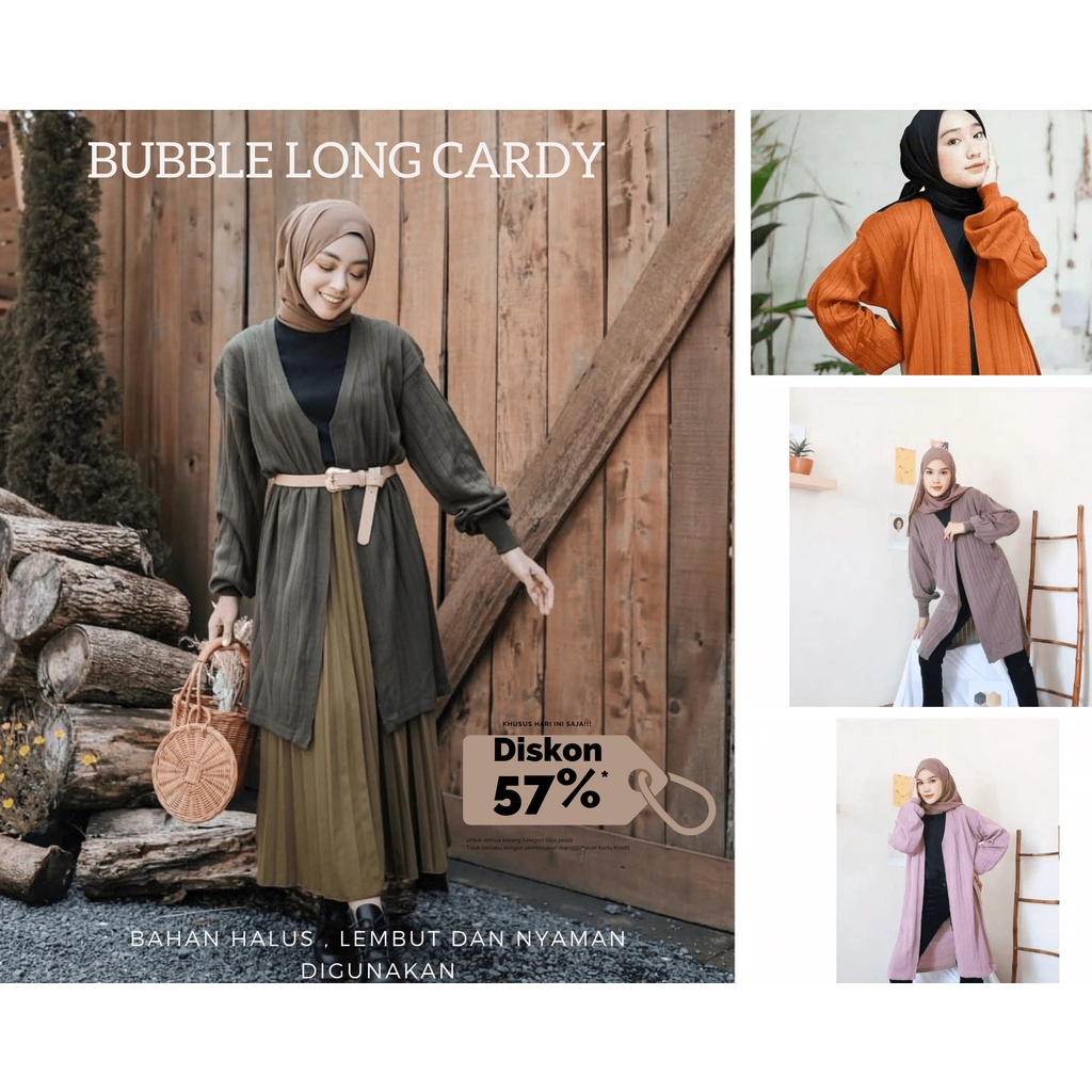 ZAHRA - Cardigan Wanita Rajut Halus Long Cardigan BUBBLE CARDY