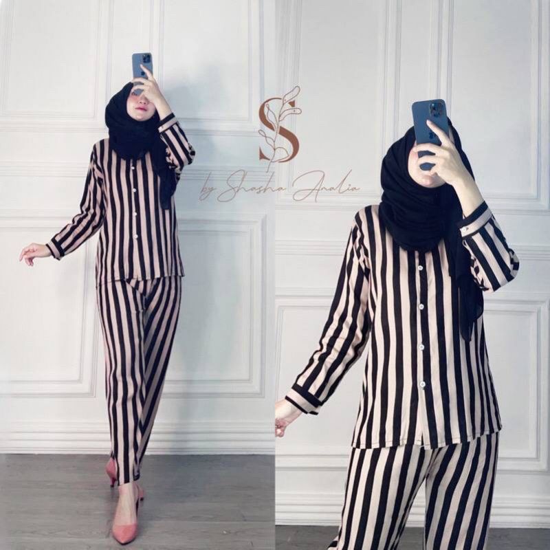 SETELAN PIYAMA WANITA PREMIUM HIGH QUALITY // LD 100 - 110 ONE SET RAYON MOTIF BARU // SET RAYON-6