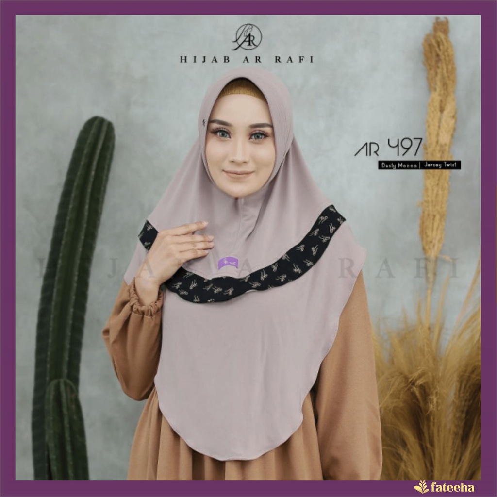 Hijab Arrafi AR 497 Bergo Jilbab Kerudung Tudung Kudung Instan Syari Dusty Mocca