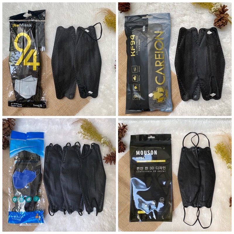PROMO‼️ MASKER KF94 HITAM 4PLY EARLOOP KF94 MOUSON // WEMASK // CAREION