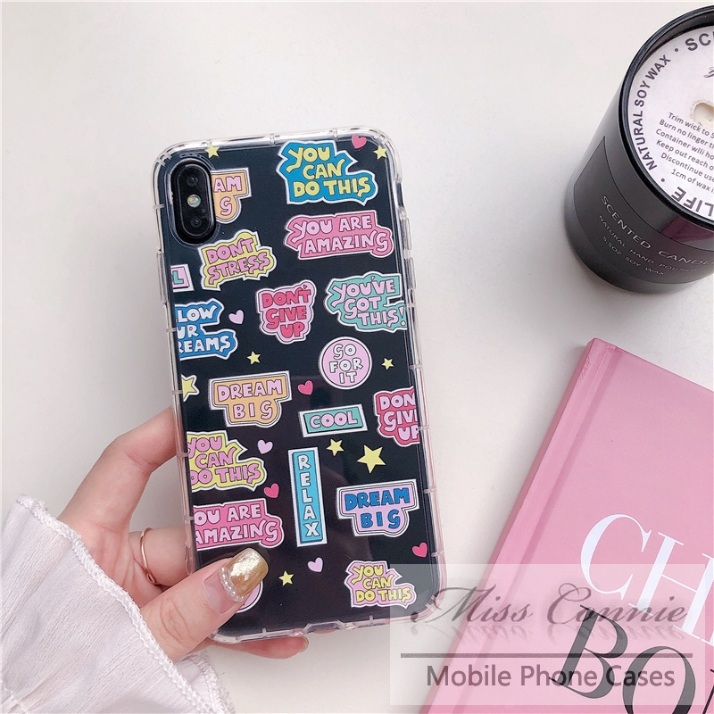 Case iPhone 11 Pro Max iPhone SE 2020 6s 6 7 8 Plus X XR XS Max Oppo A53 2020 Reno 4 A92 A11 A11K A52 A5 2020 A33 2020 A5s A3s F9 RealMe C15 C11 5S C3 INS Fashion Label Soft Airbag Cover CASETiFY missconnie-4