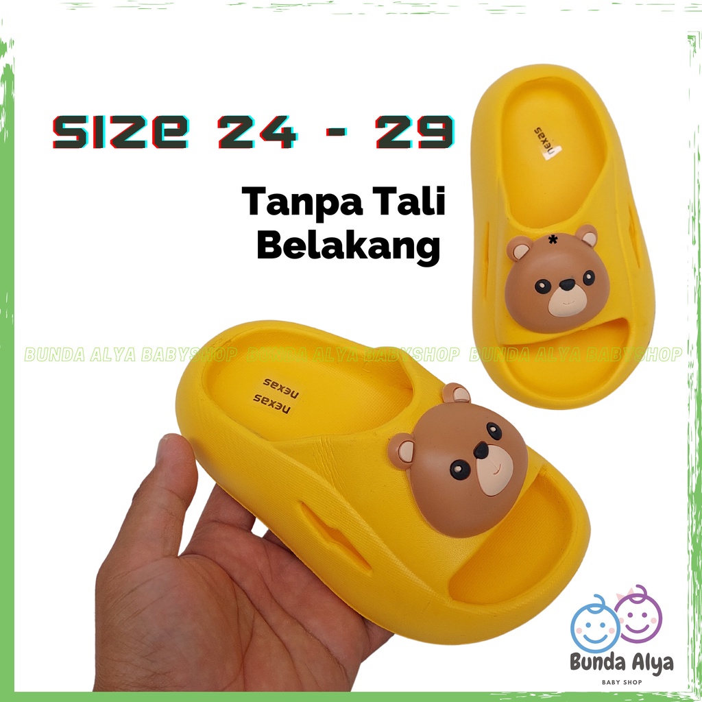 Sendal Anak Laki Laki Usia 6 Tahunan BEAR KUNING Karet Anti Licin - Sendal Anak Cowok Model Tali Belakang Motif Kartun Lucu Karet Anti Licin Size 18-29