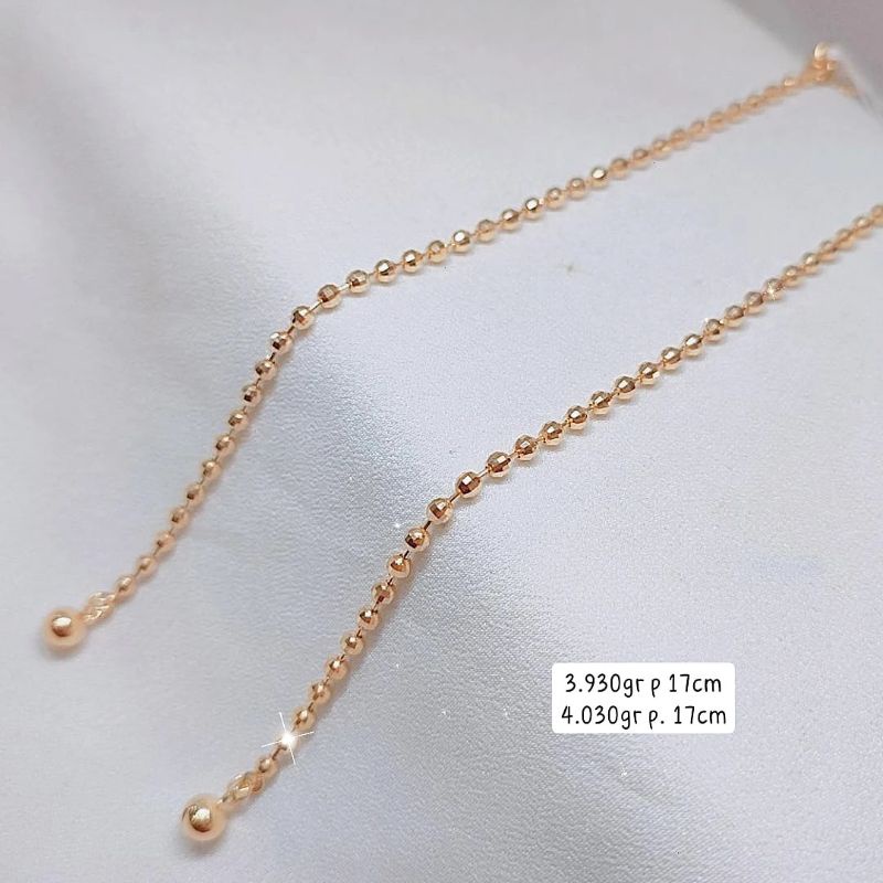 Gelang Emas Asli Model Biji sahang Kadar 375%/8K