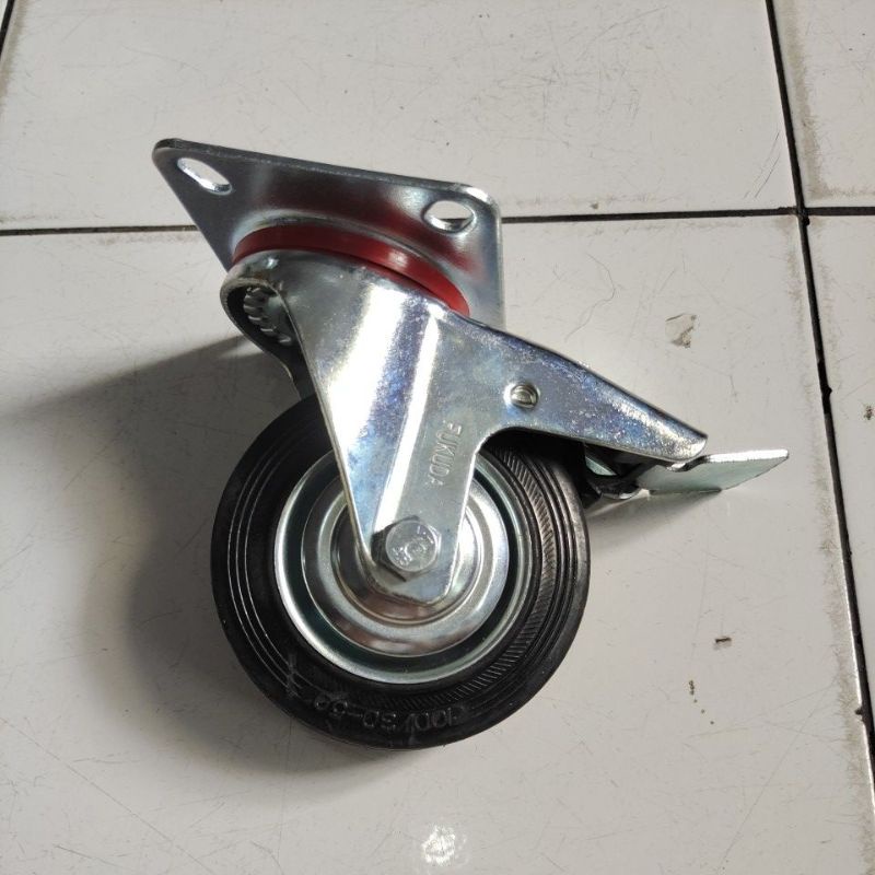 roda karet 4&quot; hidup+rem/ roda troly 4&quot; hidup+rem/ roda Caster 4&quot; hidup+rem