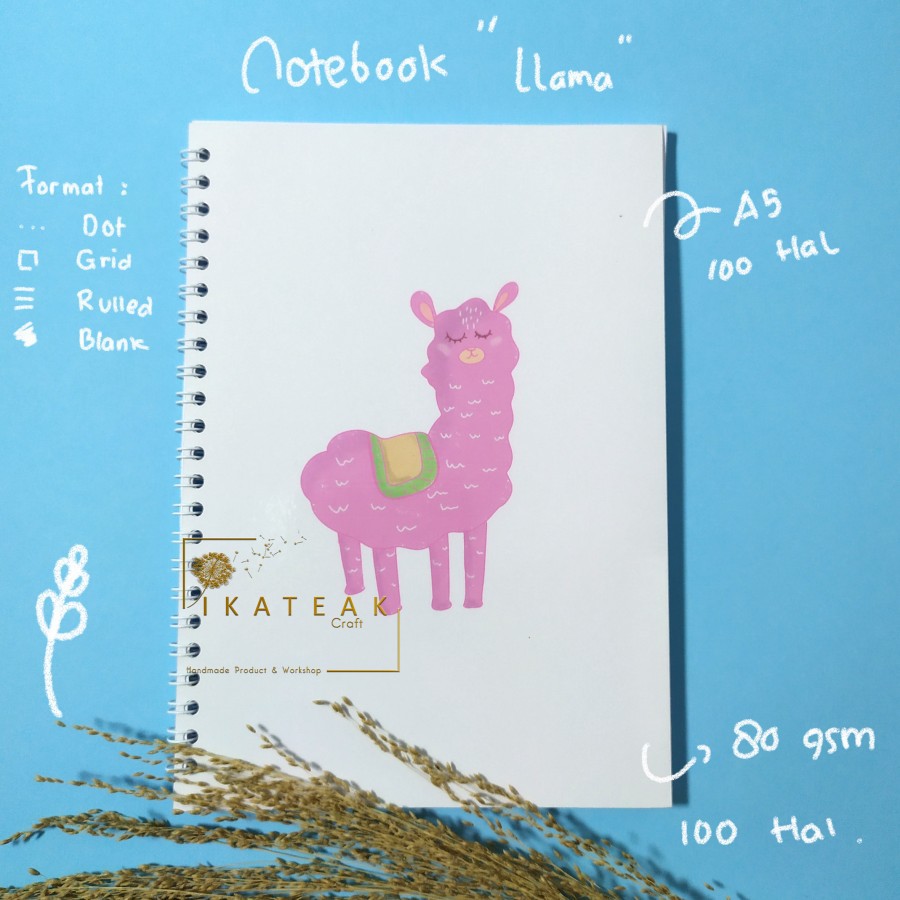 

Notebook hewan Llama Pink, Binder, Agenda, Buku tulis