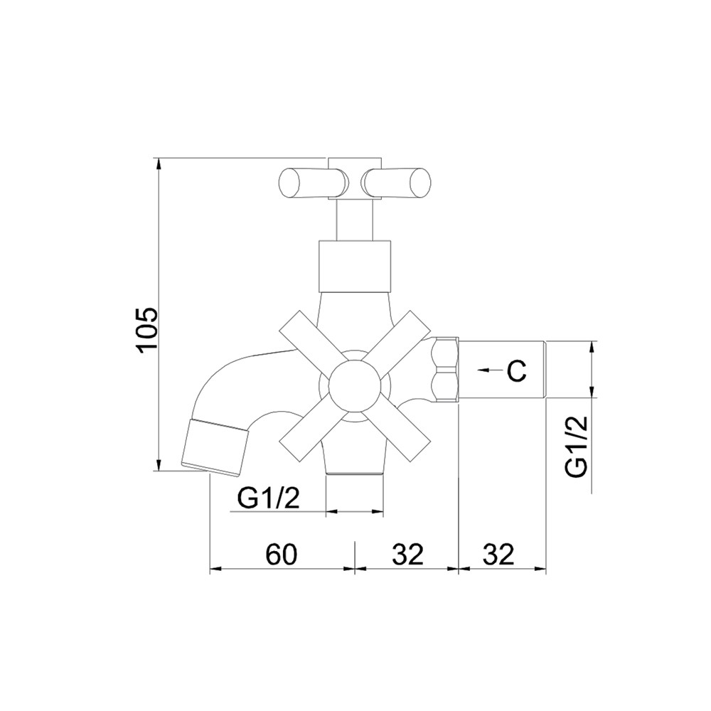 Kran Air Two-Way Tap Merk FRUD Type IR2304 ukuran 1/2 inch