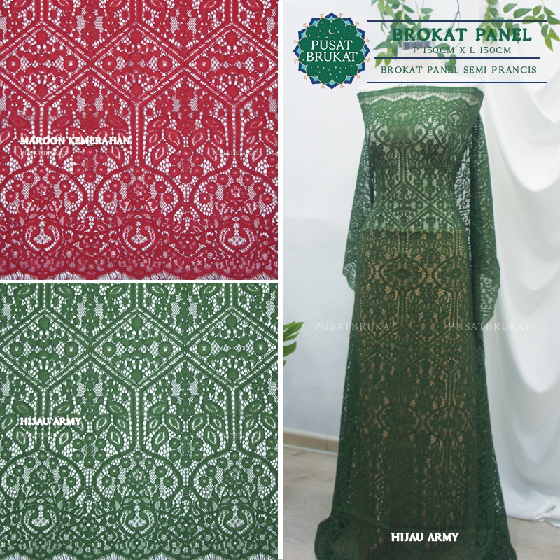 P150CM x L150CM KAIN BROKAT SEMI ITALY PRANCIS KATUN / BRUKAT PANEL (LAST PIECE) [harga per potong]