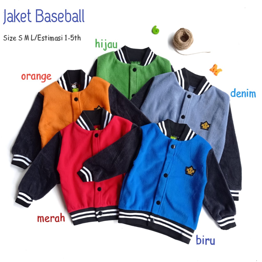 Jaket Anak Laki Laki 1-5 Tahun S M L ✔️ Baseball